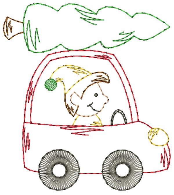 Christmas Cars Vintage Stitch Machine Embroidery Designs by JuJu
