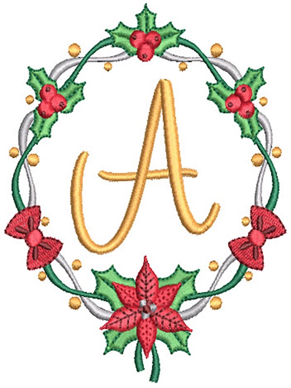 Christmas Garland Monogram | Machine Embroidery Designs by JuJu