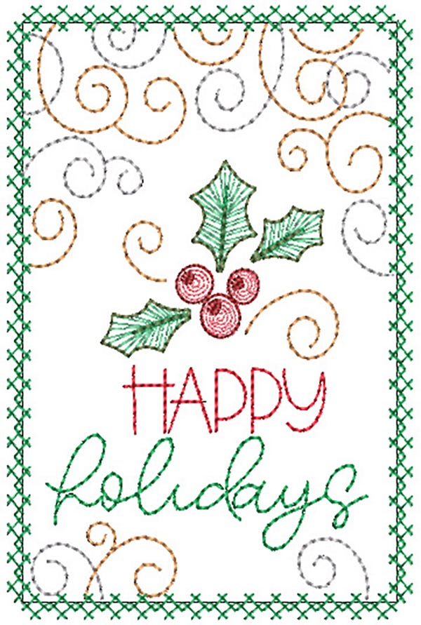 Christmas Greeting Cards 9 | Machine Embroidery Designs by JuJu