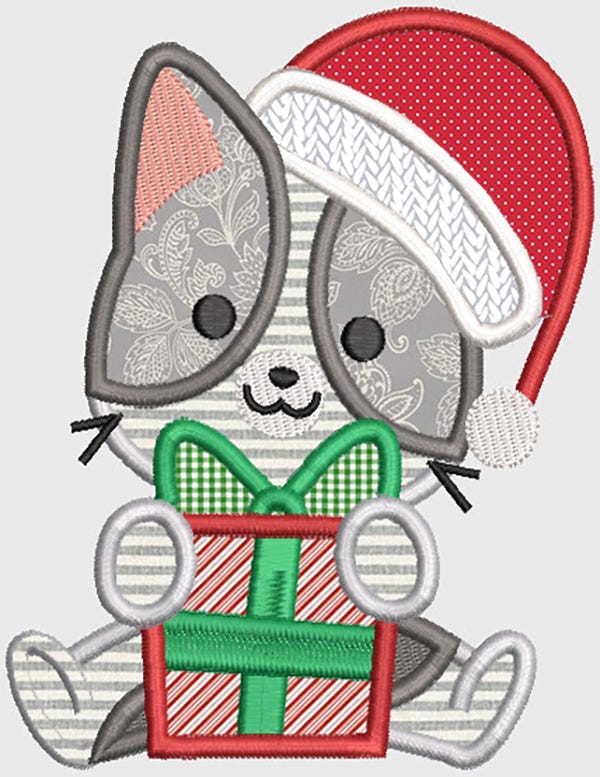 Christmas Kittens Applique Machine Embroidery Designs by JuJu