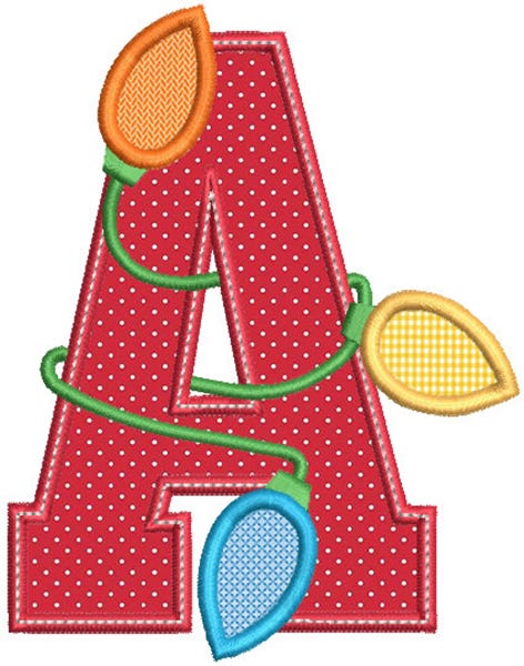 Christmas Lights Applique Alphabet Machine Embroidery Designs By JuJu