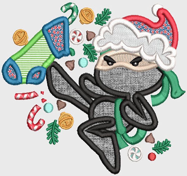 Christmas Ninjas Digital Embroidery Designs by JuJu