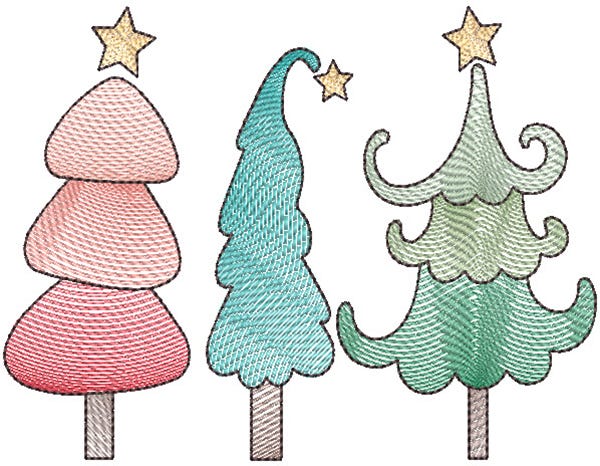 Christmas Trios Machine Embroidery Designs by JuJu