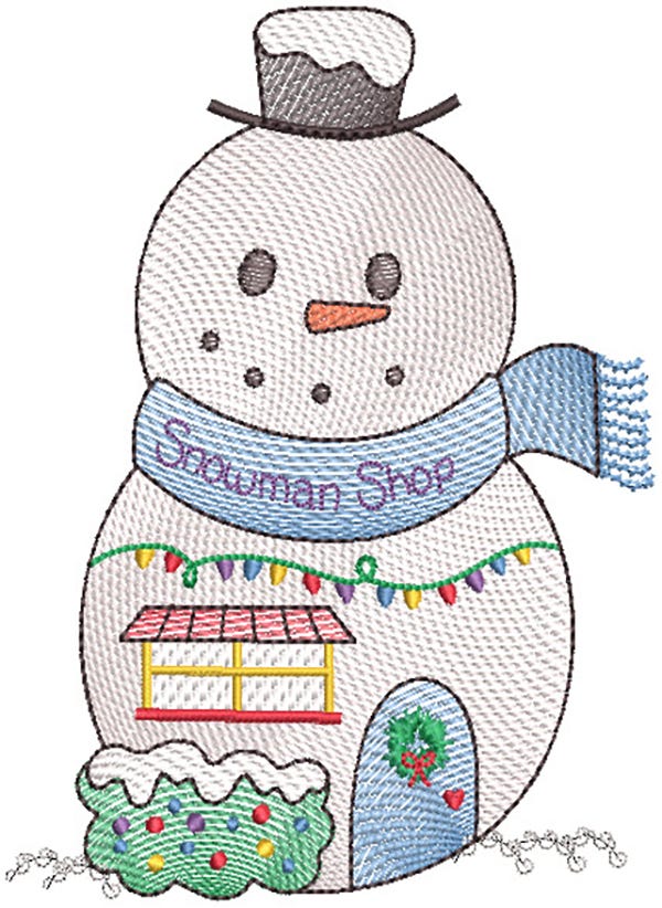 Christmas Village Vintage Sketch 3 Machine Embroidery Designs by JuJu