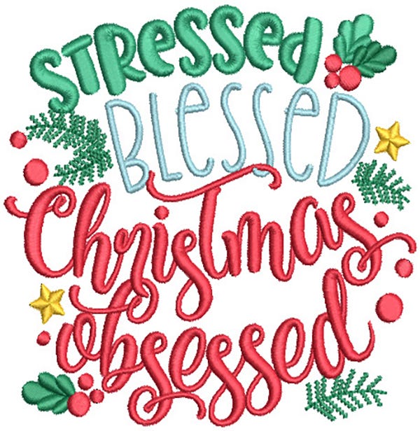 Christmas Word Art 9 Machine Embroidery Designs by JuJu