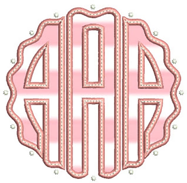 Circle Scallop Monogram Applique  Machine Embroidery Designs By JuJu