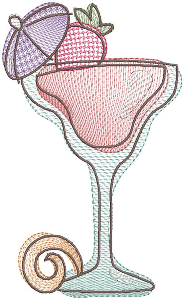 Cocktail Hour Sketch Machine Embroidery Designs by JuJu