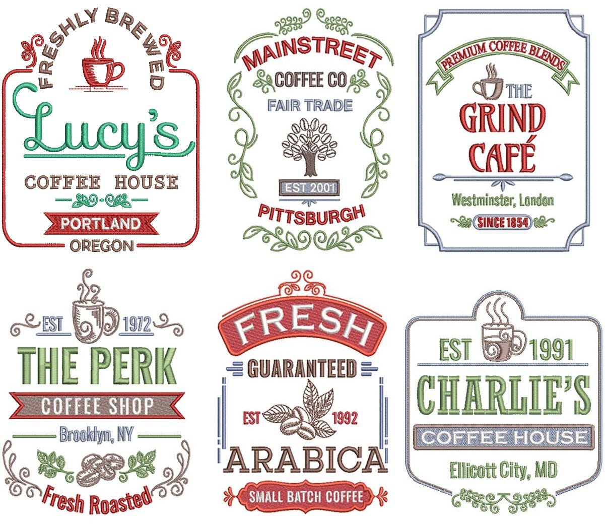 Coffee Shop 2 Machine Embroidery Designs by JuJu