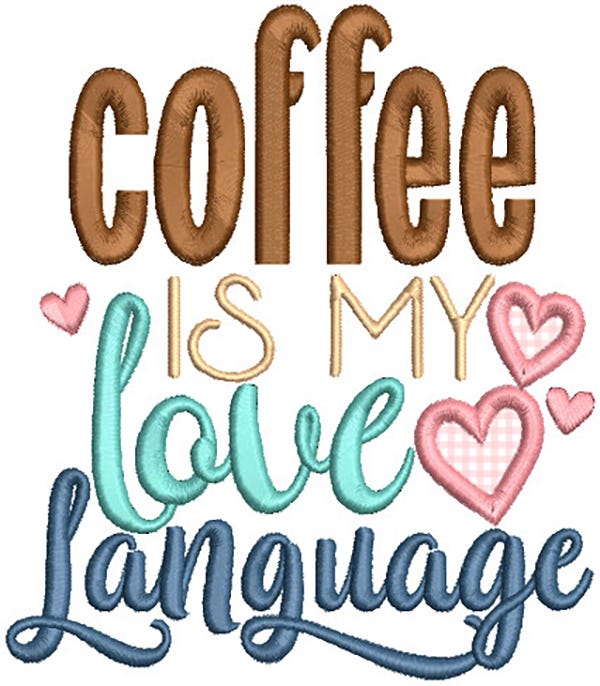 Coffee Word Art Set 3 Machine Embroidery Designs by JuJu