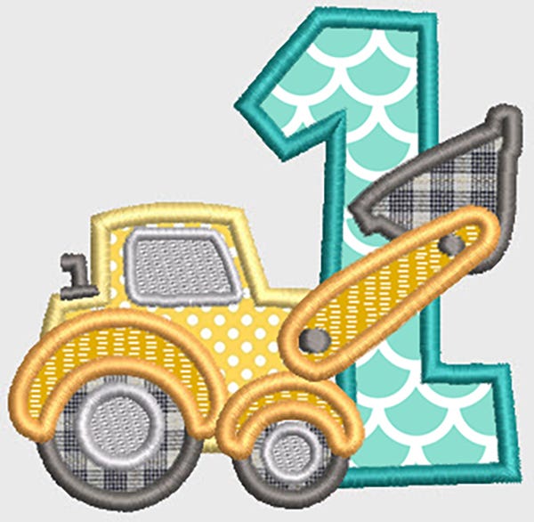 Construction Applique Numbers Machine Embroidery Designs by JuJu 