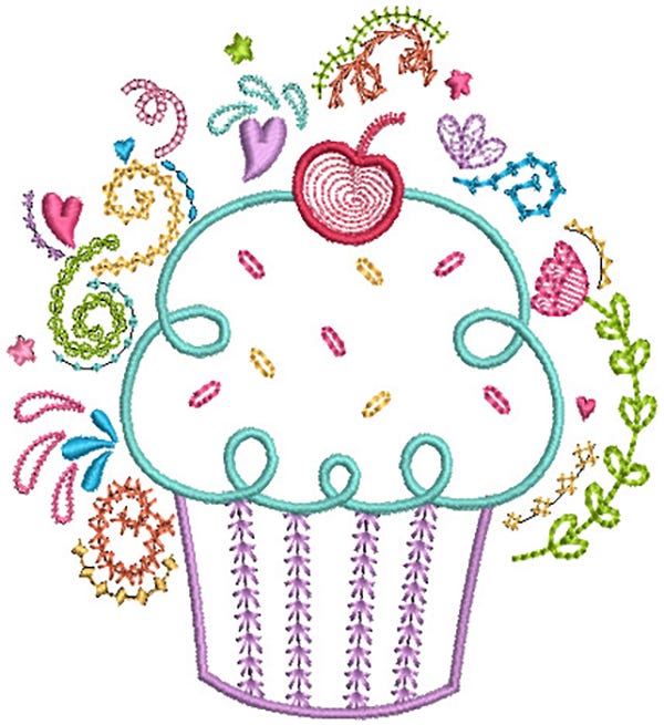 Cupcake Doodles Machine Embroidery Designs By JuJu