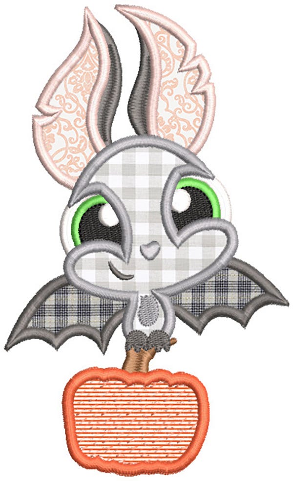 Cute Bats Halloween Applique Machine Embroidery Designs by JuJu 