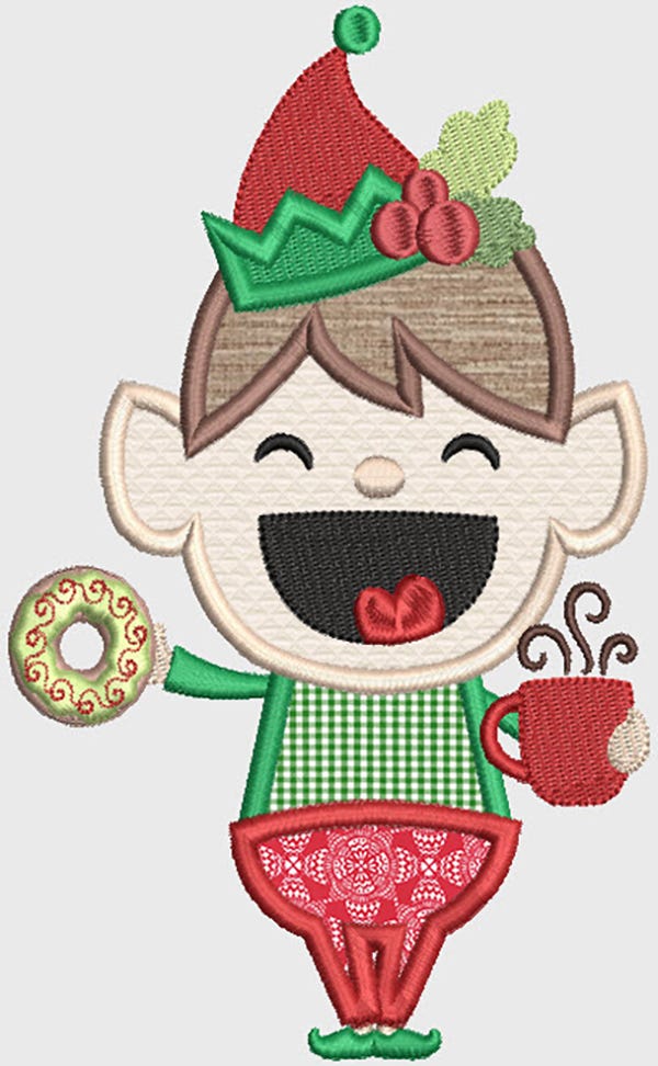 Cute Christmas Elves Digital Embroidery Designs by JuJu
