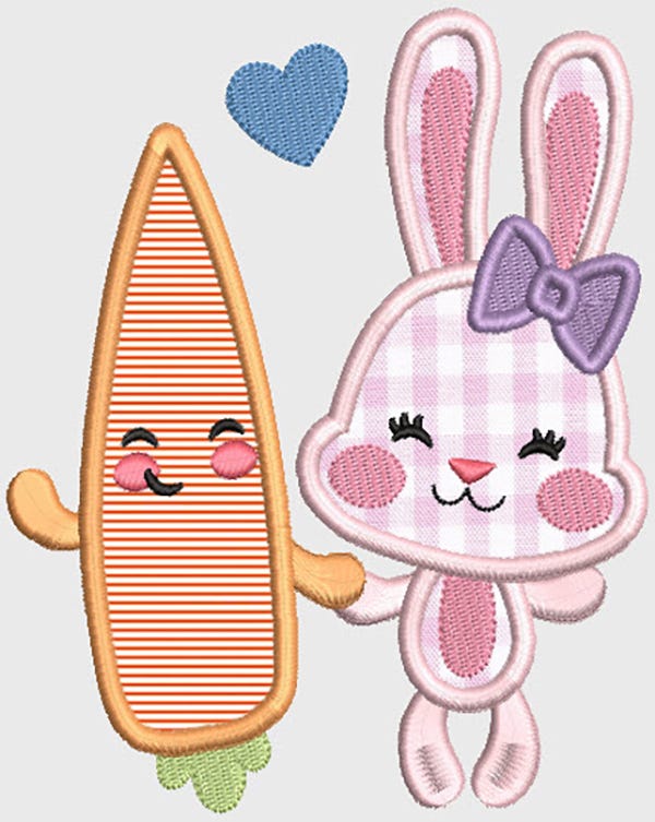 Cute Easter Bunnies Applique Digital Embroidery Machine Designs by JuJu