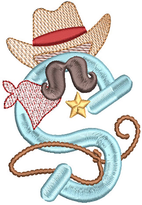 Cute Western Alphabet Digital Embroidery Machine Designs by JuJu