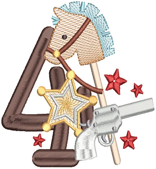 Cute Western Numbers Digital Embroidery Machine Designs by JuJu