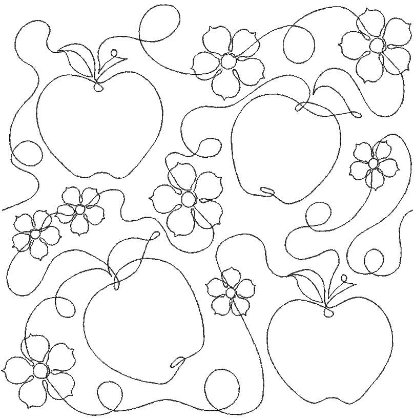 Apple And Apple Blossoms End-to-End Quilting Design | Machine Embroidery Designs by JuJu