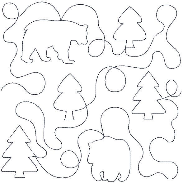 Bears and Trees End-to-End Quilting | Machine Embroidery Designs by JuJu