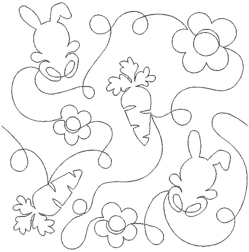 Bunnies Carrots and Flowers End-to-End Quilting | Machine Embroidery Designs by JuJu 