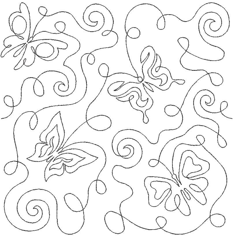 Butterflies And Curls End-to-End Quilting Design | Machine Embroidery Designs by JuJu