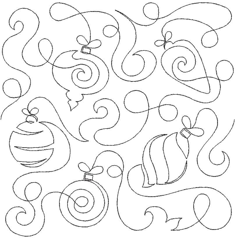 Christmas Ornaments Curly Swashes End-to-End Quilting Design | Machine Embroidery Designs by JuJu