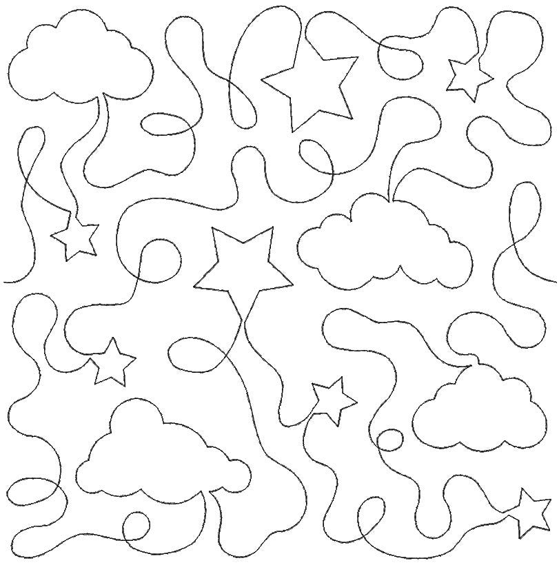 Clouds And Stars End-to-End Quilting Design | Machine Embroidery Designs by JuJu