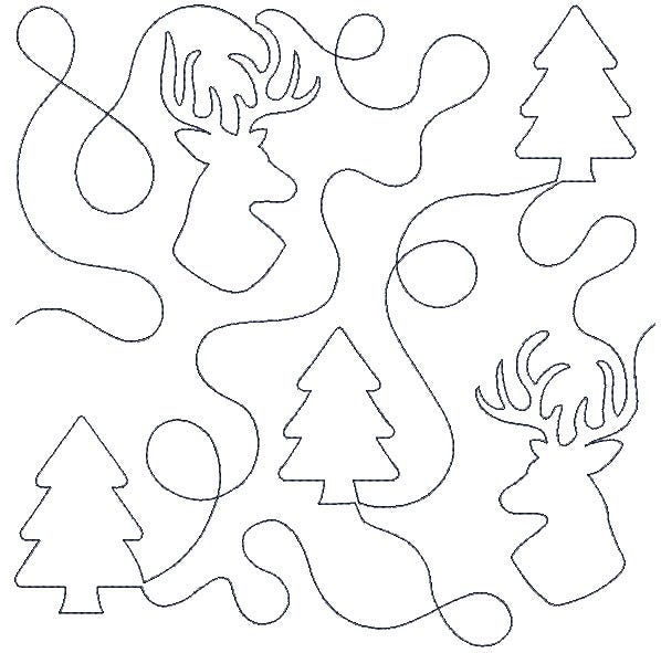 Deer and Trees End-to-End Quilting | Machine Embroidery Designs by JuJu