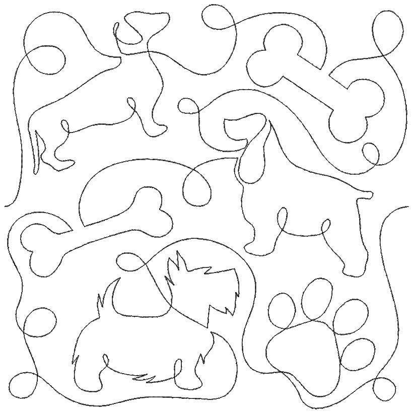 Dog Prints Bones End-to-End Quilting | Machine Embroidery Designs by JuJu