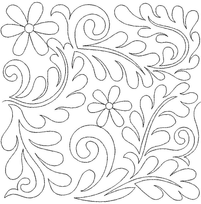 Feathers Swirls Flowers End-to-End Quilting Design | Machine Embroidery Designs by JuJu