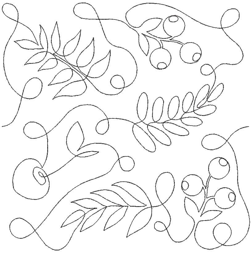 Ferns And Berries End-to-End Quilting Design | Machine Embroidery Designs by JuJu