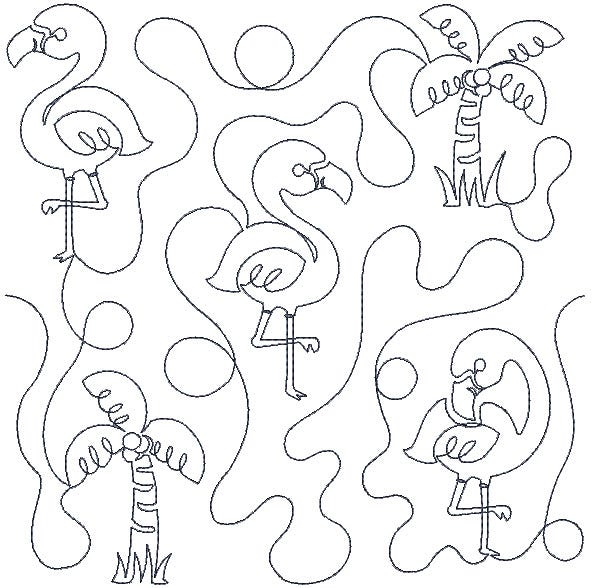 Flamingos End-to-End Quilting | Machine Embroidery Designs by JuJu