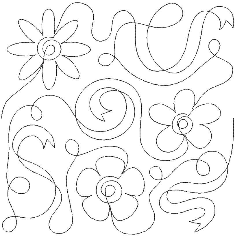 Flowers Ribbons End-to-End Quilting Design | Machine Embroidery Designs by JuJu