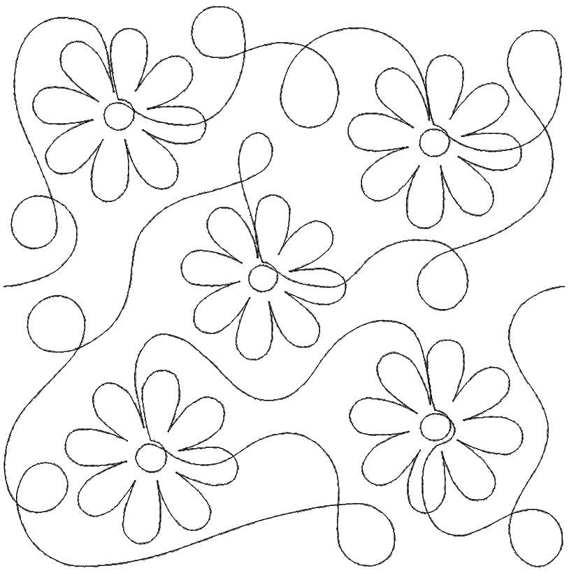 Large Symmetrical Daisies End-to-End Quilting Design | Machine Embroidery Designs by JuJu