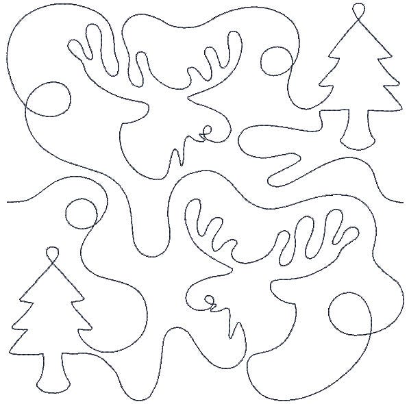 Moose and Trees End-to-End Quilting | Machine Embroidery Designs by JuJu
