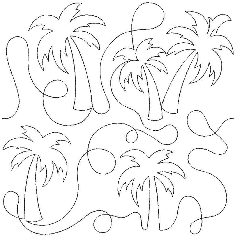 Palm Trees End-to-End Quilting Design | Machine Embroidery Designs by JuJu