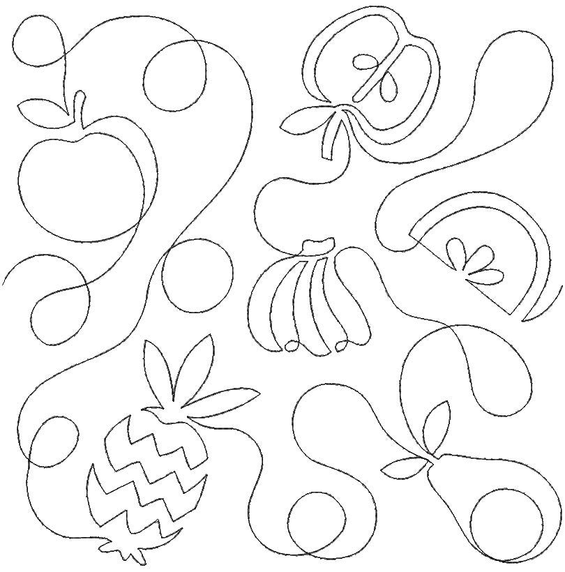 Retro Fruits With Loops End-to-End Quilting Design | Machine Embroidery Designs by JuJu