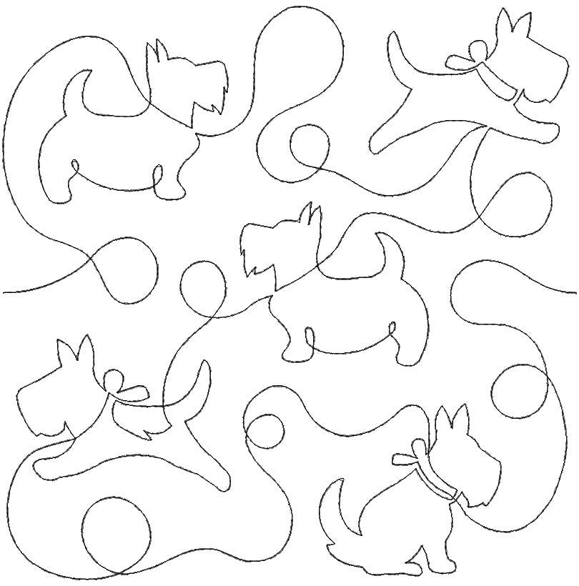 Scottie Dogs Loops End-to-End Quilting Design | Machine Embroidery Designs by JuJu