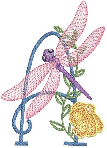 Elegant Dragonfly Alphabet | Machine Embroidery Designs by JuJu