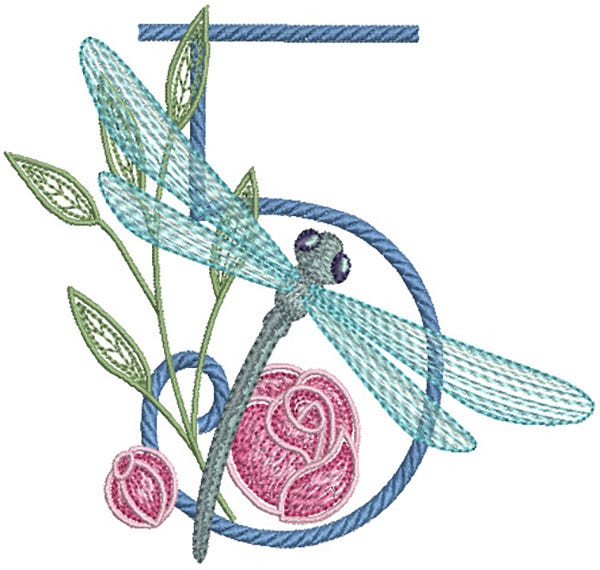 Elegant Dragonfly Numbers | Machine Embroidery Designs by JuJu