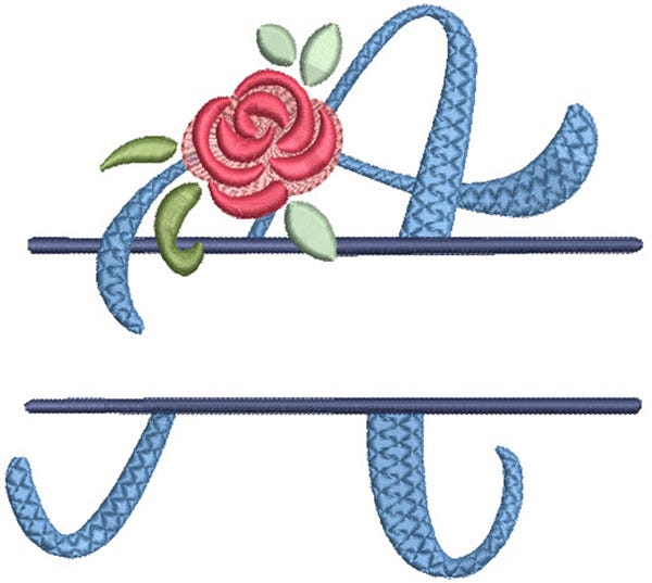 Elegant Floral Split Alphabet | Machine Embroidery Designs by JuJu