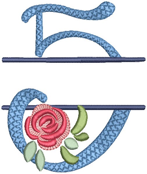 Elegant Floral Split Numbers | Machine Embroidery Designs by JuJu