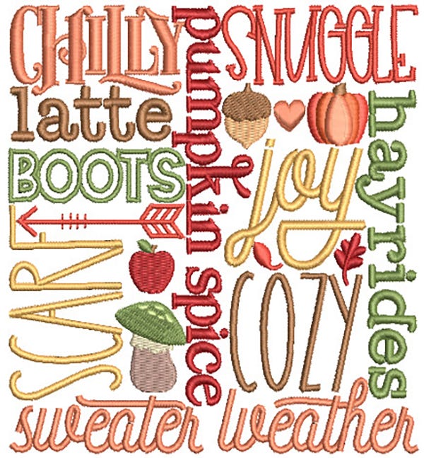 Fall Subway Art | Machine Embroidery Designs by JuJu