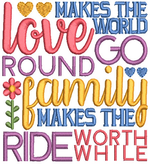 Family Word Art 2 Machine Embroidery Designs By JuJu