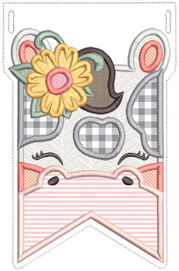 Farm Animal Flags Girls Applique Machine Embroidery Designs by JuJu 
