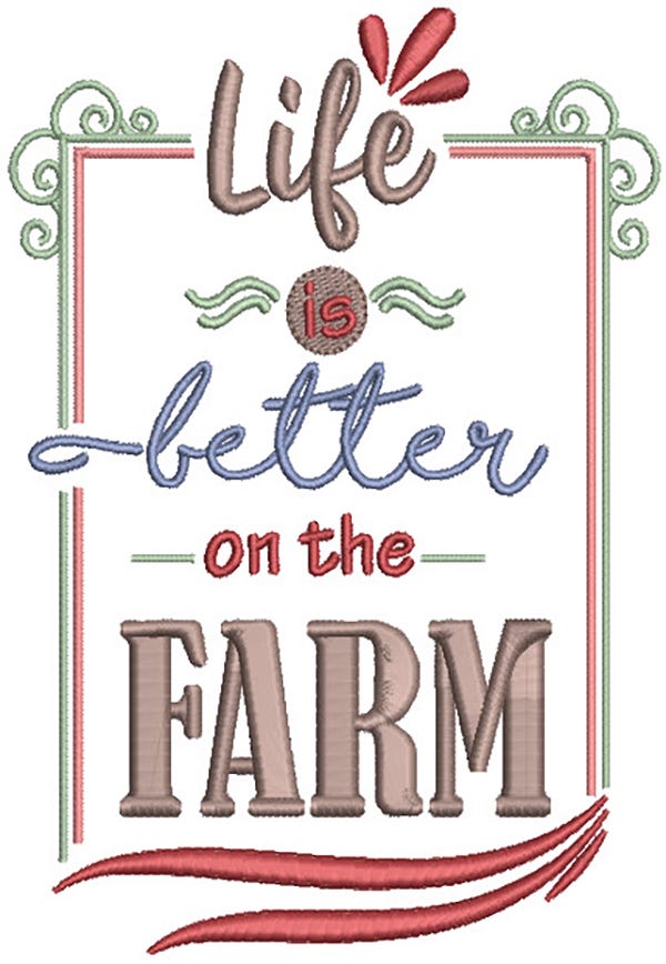 Farm Fresh 6 Machine Embroidery Designs by JuJu