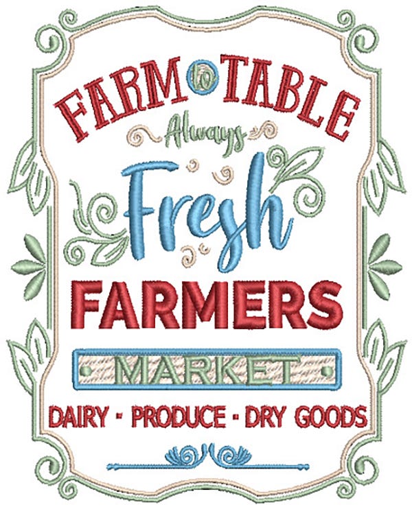 Farm Fresh Markets Machine Embroidery Designs by JuJu