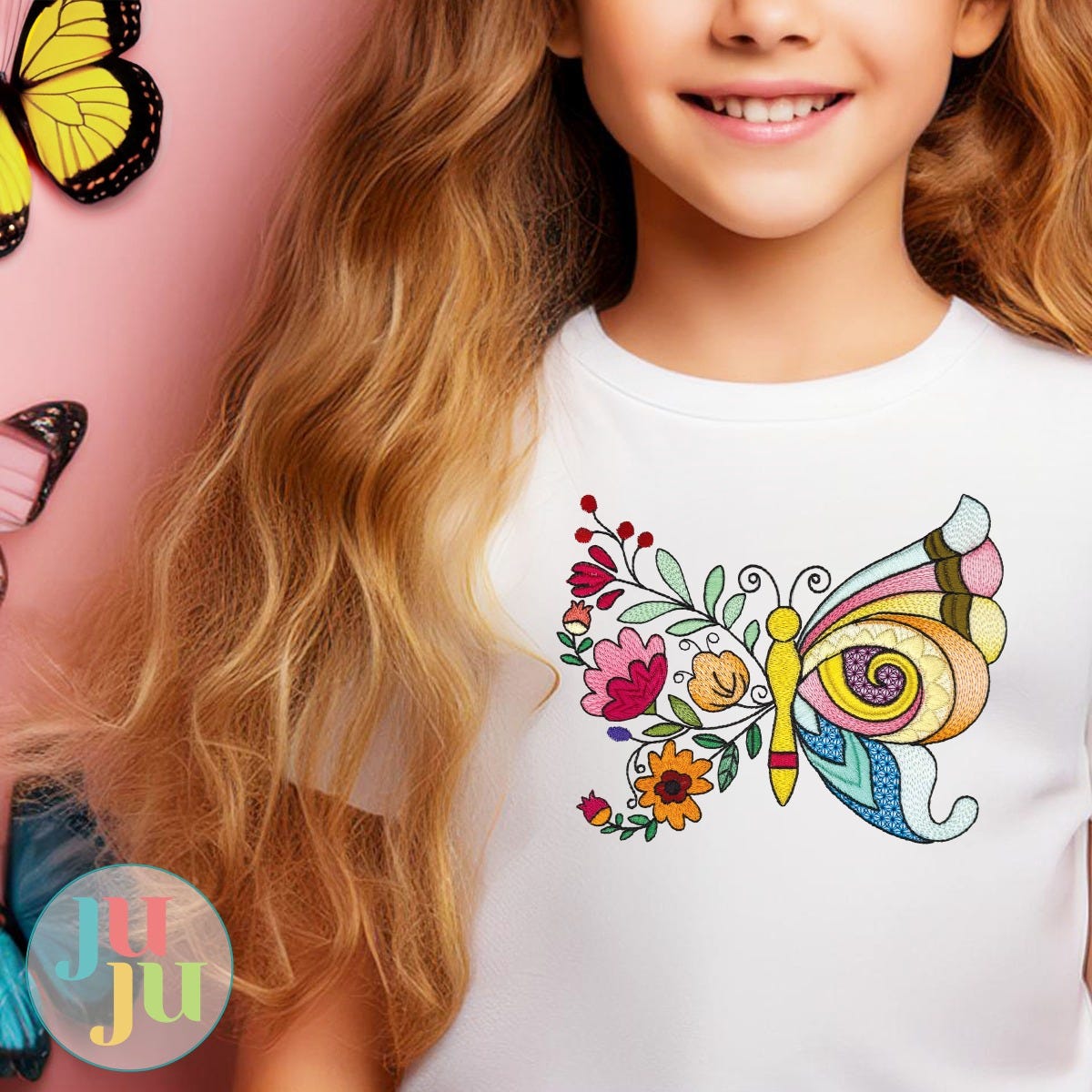 Floral Butterflies Embroidery Design Set | Designs by JuJu