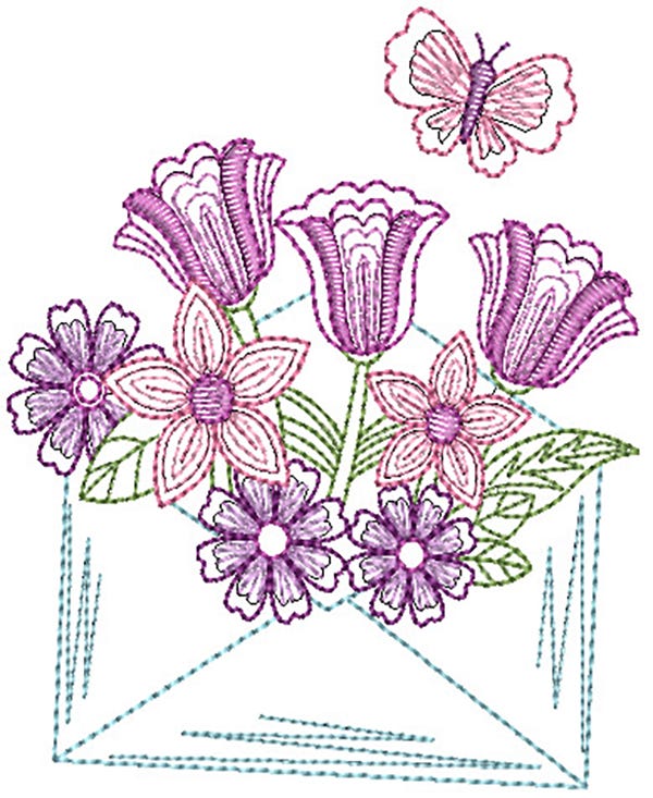 Floral Greeting Cards Digital Embroidery Designs by JuJu