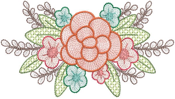 Floral Sprays Sketch 1 Digital Embroidery Designs by JuJu