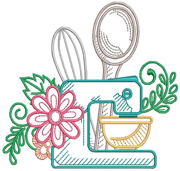 Floral Swirly Kitchen 1 | Machine Embroidery Designs by JuJu